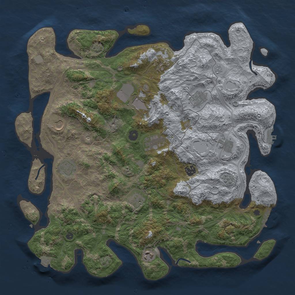 Rust Map: Procedural Map, Size: 4250, Seed: 589747023, 19 Monuments