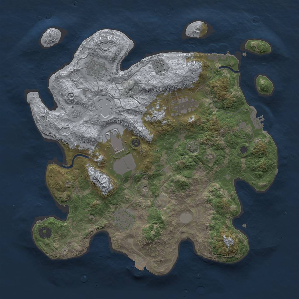 Rust Map: Procedural Map, Size: 3500, Seed: 923930963, 13 Monuments