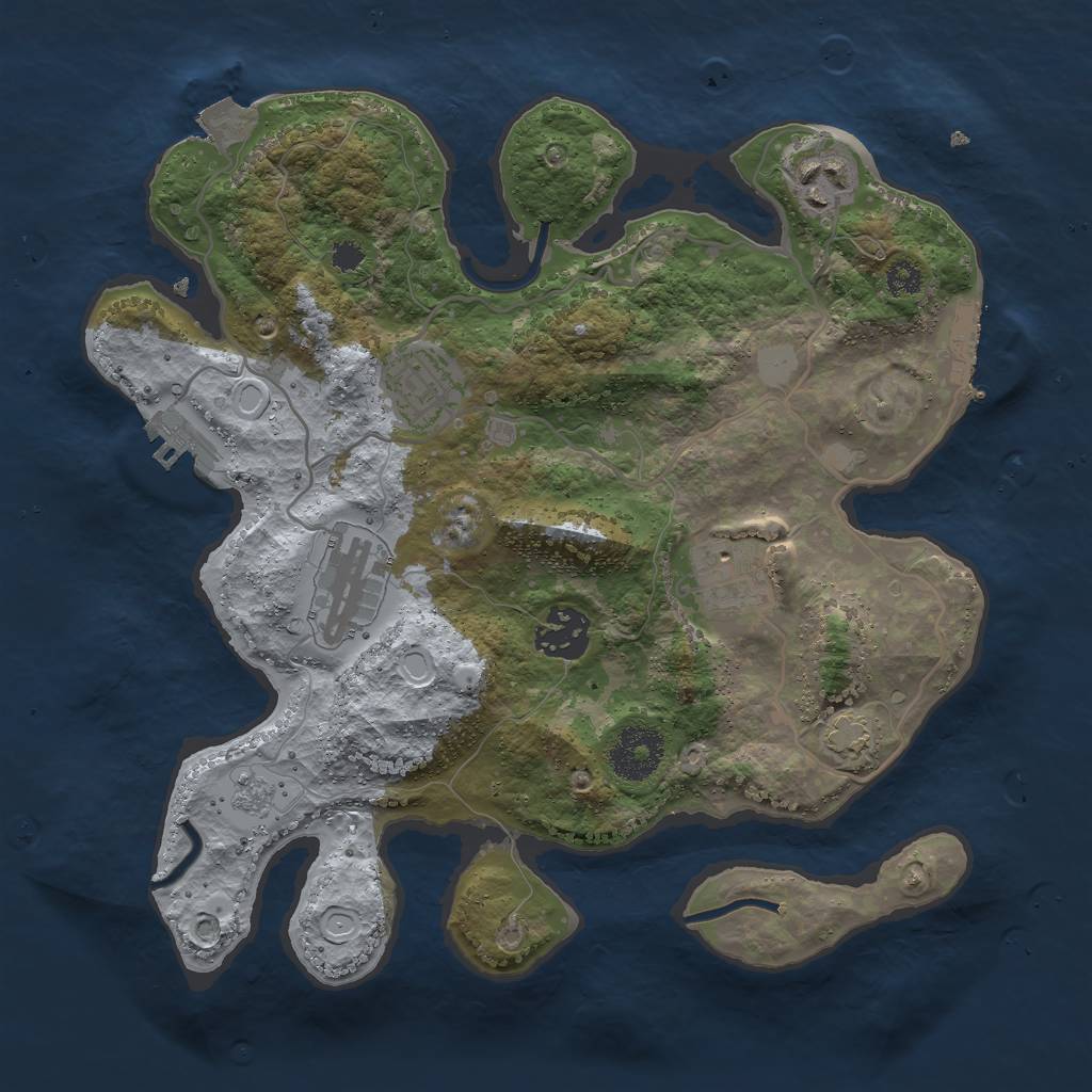 Rust Map: Procedural Map, Size: 3000, Seed: 9174268, 12 Monuments