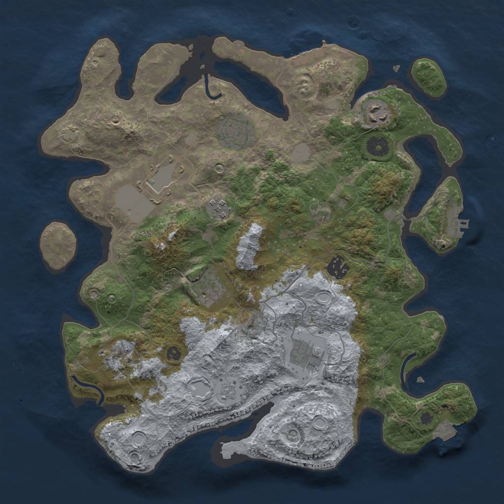 Rust Map: Procedural Map, Size: 3500, Seed: 1263594051, 16 Monuments