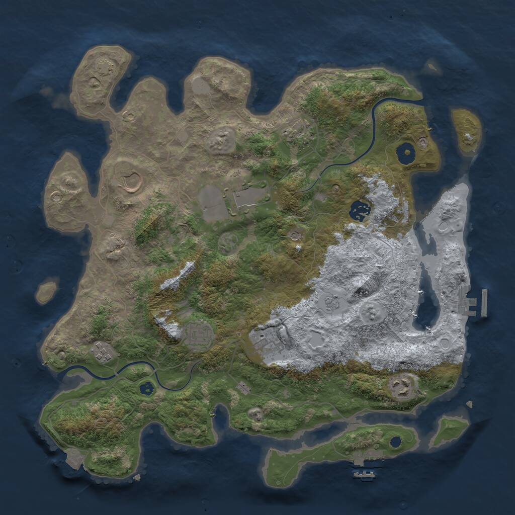 Rust Map: Procedural Map, Size: 3800, Seed: 64, 14 Monuments