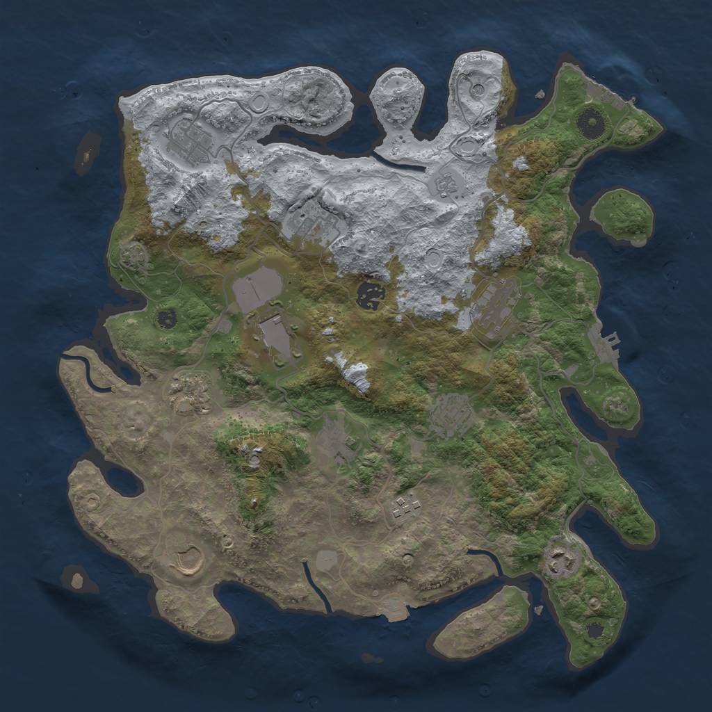 Rust Map: Procedural Map, Size: 3750, Seed: 61426258, 19 Monuments