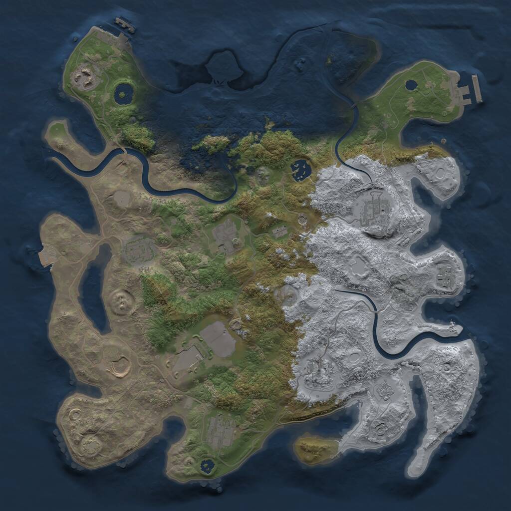 Rust Map: Procedural Map, Size: 3700, Seed: 402859821, 16 Monuments