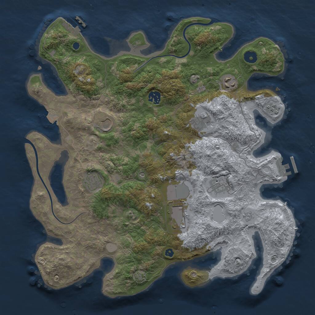 Rust Map: Procedural Map, Size: 3700, Seed: 402859821, 14 Monuments