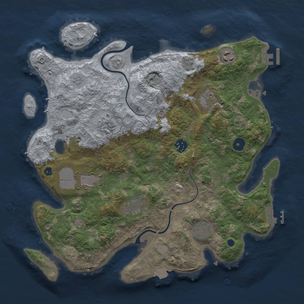 Rust Map: Procedural Map, Size: 3650, Seed: 37355692, 14 Monuments