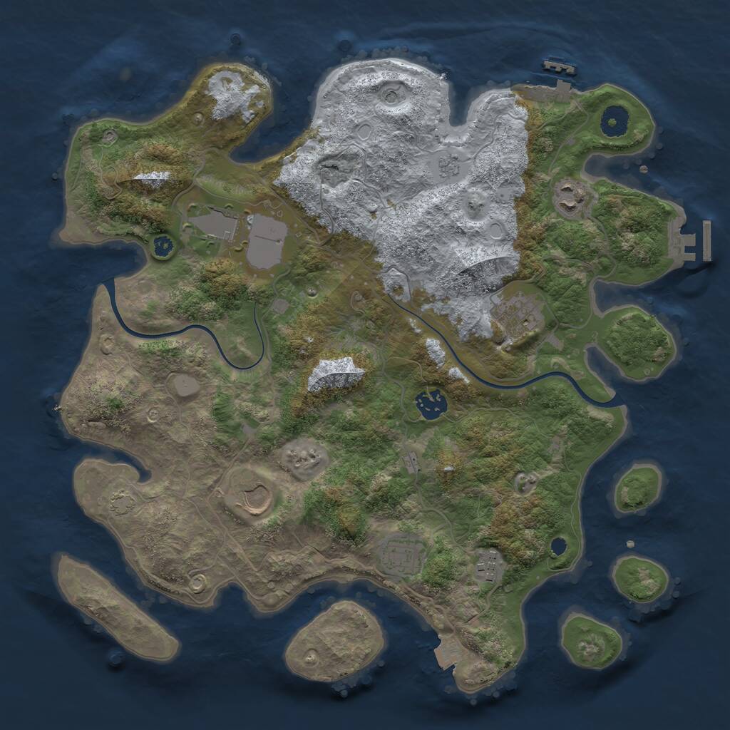 Rust Map: Procedural Map, Size: 3650, Seed: 46612710, 13 Monuments