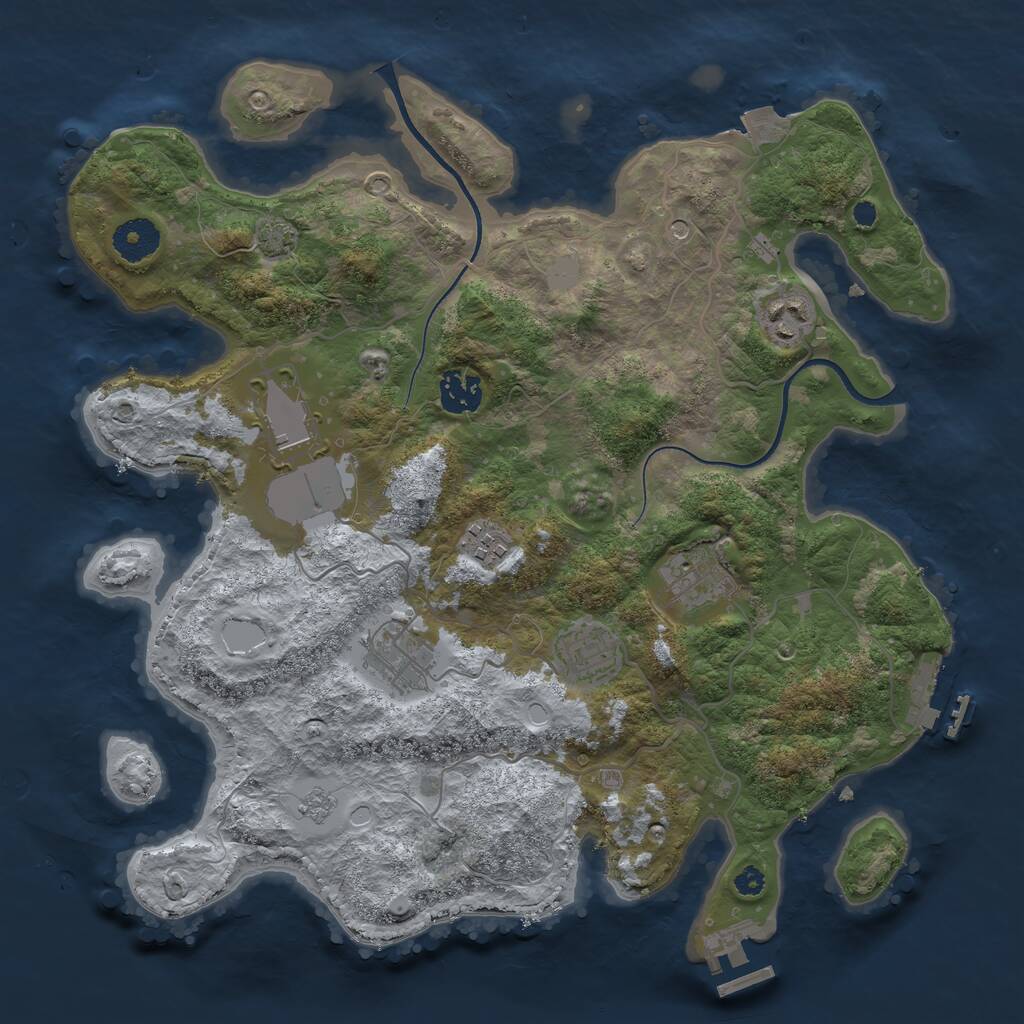 Rust Map: Procedural Map, Size: 3500, Seed: 1037643621, 13 Monuments