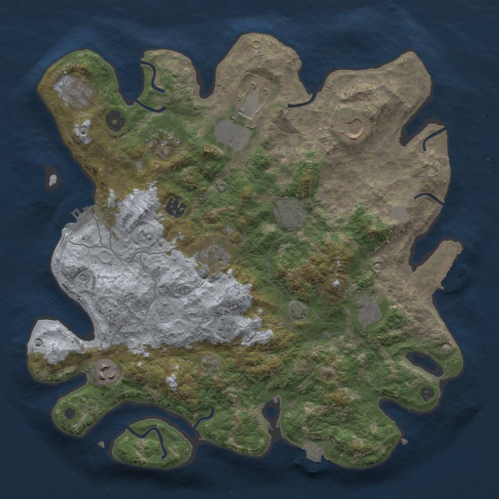 Rust Map: Procedural Map, Size: 3750, Seed: 13470901, 18 Monuments