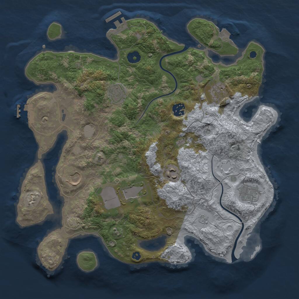 Rust Map: Procedural Map, Size: 3500, Seed: 1908066480, 13 Monuments