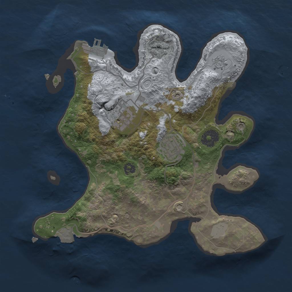 Rust Map: Procedural Map, Size: 2500, Seed: 289303967, 7 Monuments