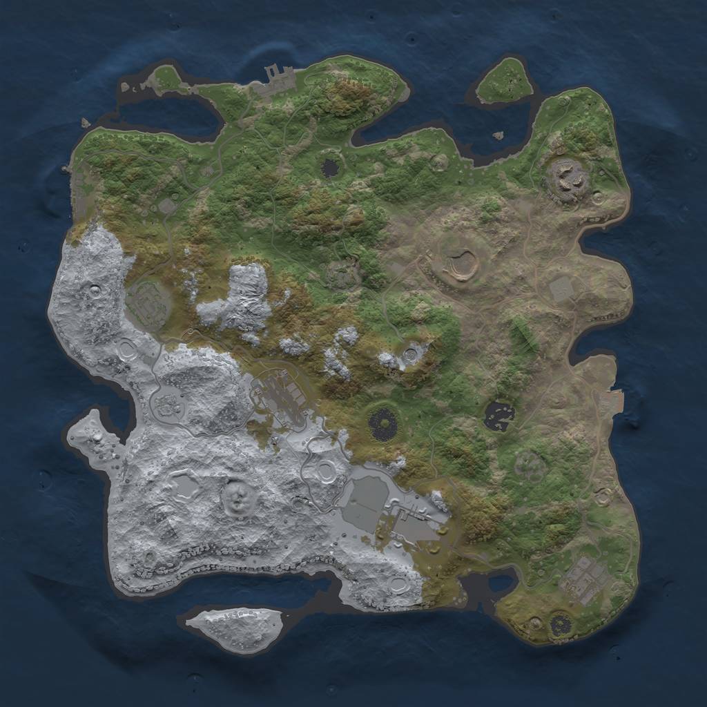 Rust Map: Procedural Map, Size: 3500, Seed: 1840470110, 15 Monuments