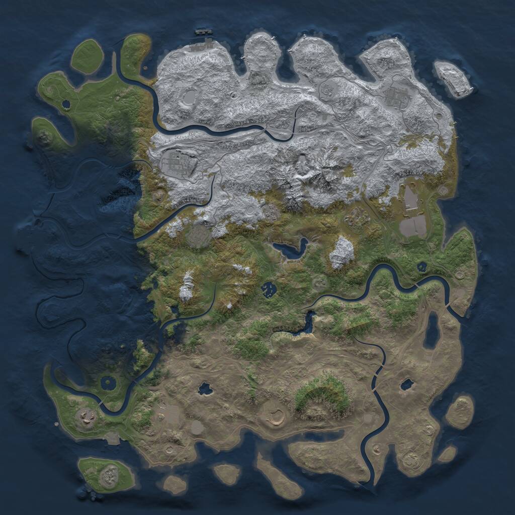 Rust Map: Procedural Map, Size: 5000, Seed: 425064602, 16 Monuments