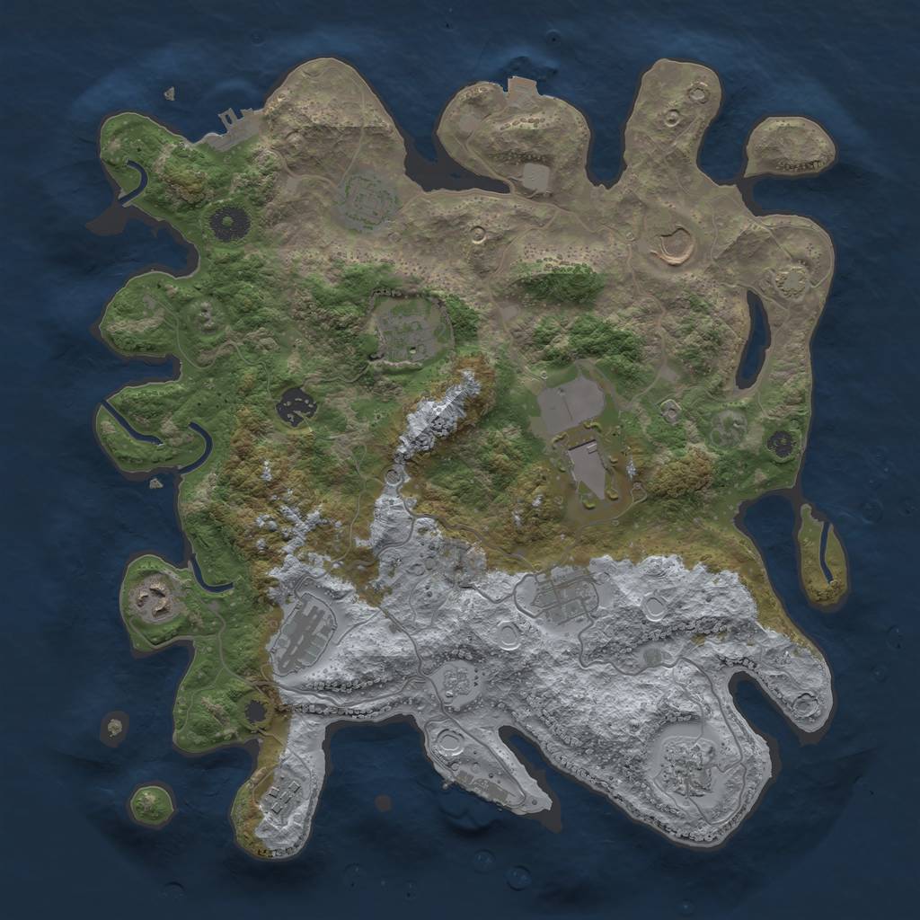 Rust Map: Procedural Map, Size: 3700, Seed: 1249133443, 18 Monuments