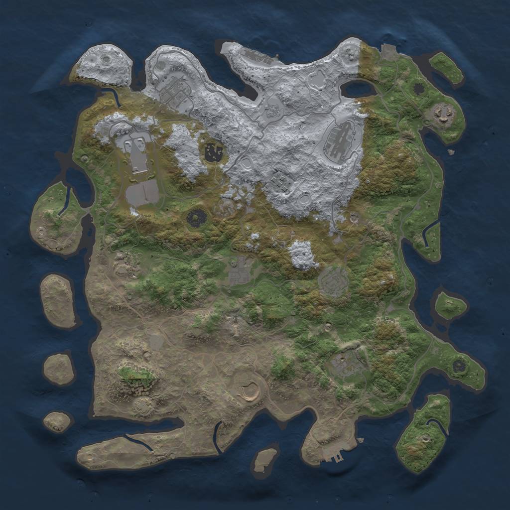 Rust Map: Procedural Map, Size: 4000, Seed: 618839059, 19 Monuments