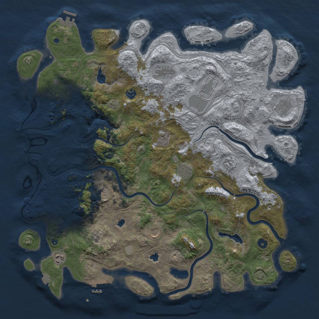Rust Map: Procedural Map, Size: 4800, Seed: 995159791, 17 Monuments