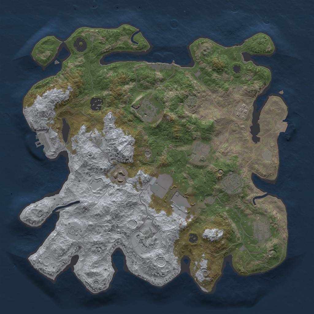 Rust Map: Procedural Map, Size: 3500, Seed: 1942129253, 17 Monuments