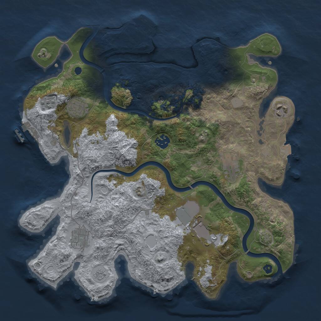 Rust Map: Procedural Map, Size: 3500, Seed: 1942129253, 13 Monuments