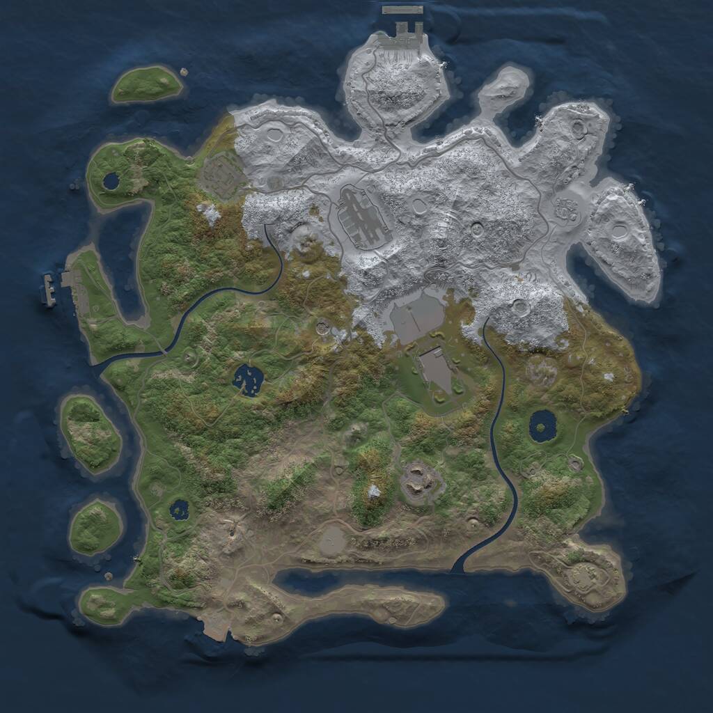 Rust Map: Procedural Map, Size: 3500, Seed: 92053067, 11 Monuments