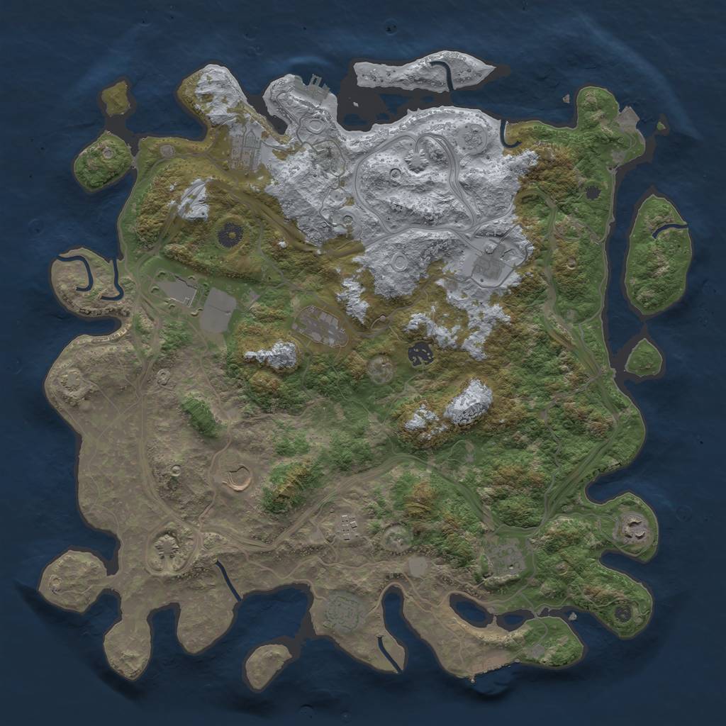 Rust Map: Procedural Map, Size: 4400, Seed: 14376962, 18 Monuments