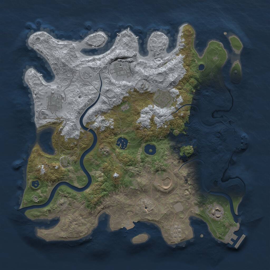 Rust Map: Procedural Map, Size: 3500, Seed: 29002033, 13 Monuments