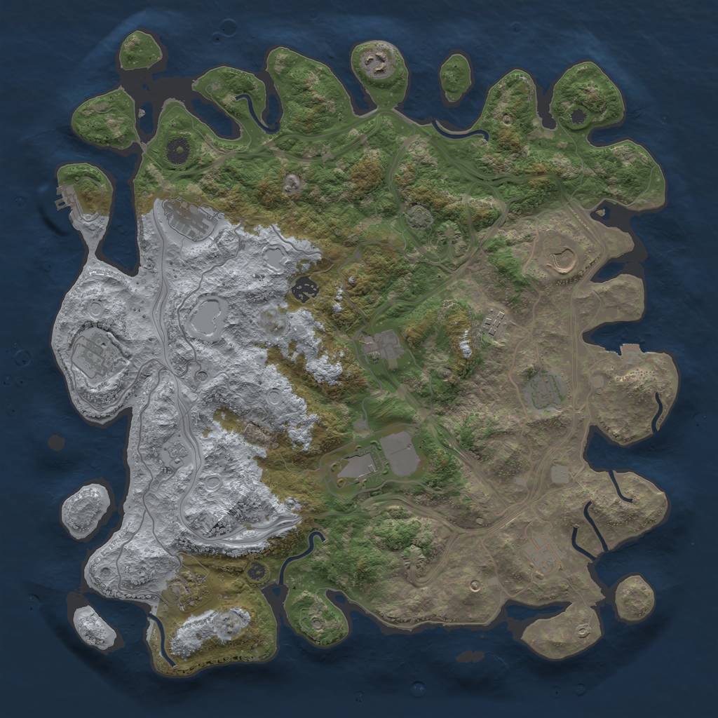 Rust Map: Procedural Map, Size: 4300, Seed: 28245121, 18 Monuments