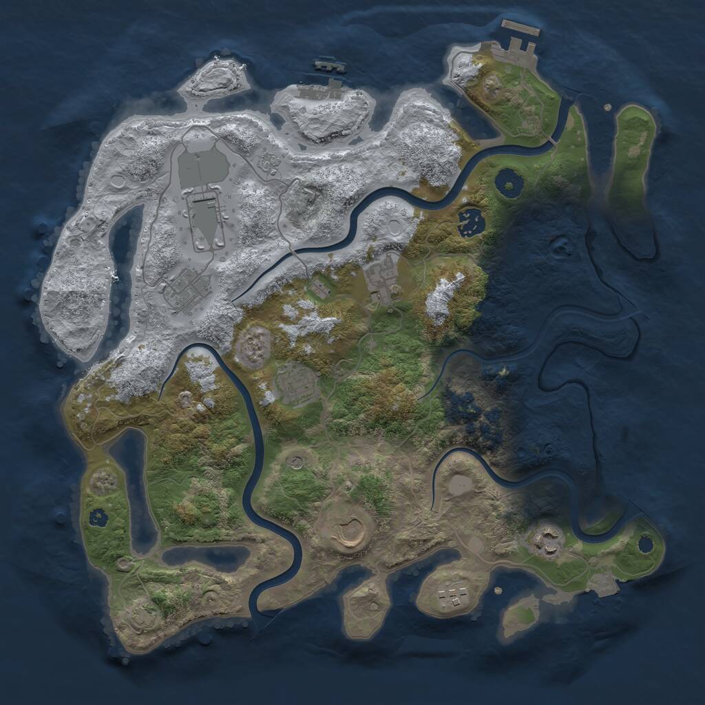 Rust Map: Procedural Map, Size: 3700, Seed: 14665890, 14 Monuments