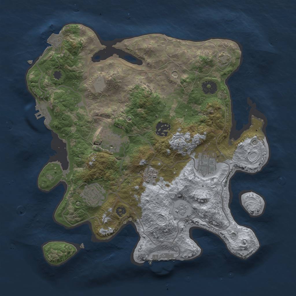 Rust Map: Procedural Map, Size: 3000, Seed: 820648119, 13 Monuments
