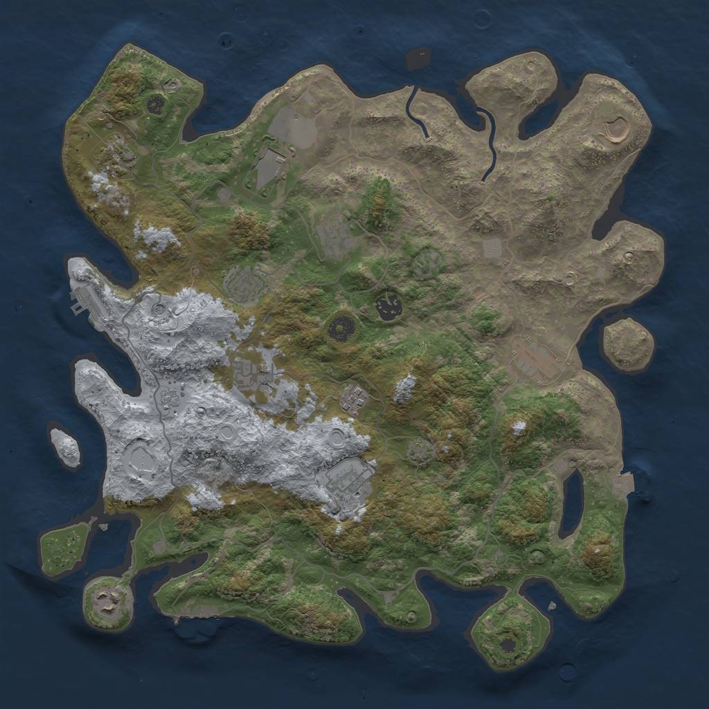 Rust Map: Procedural Map, Size: 4050, Seed: 2032914516, 19 Monuments