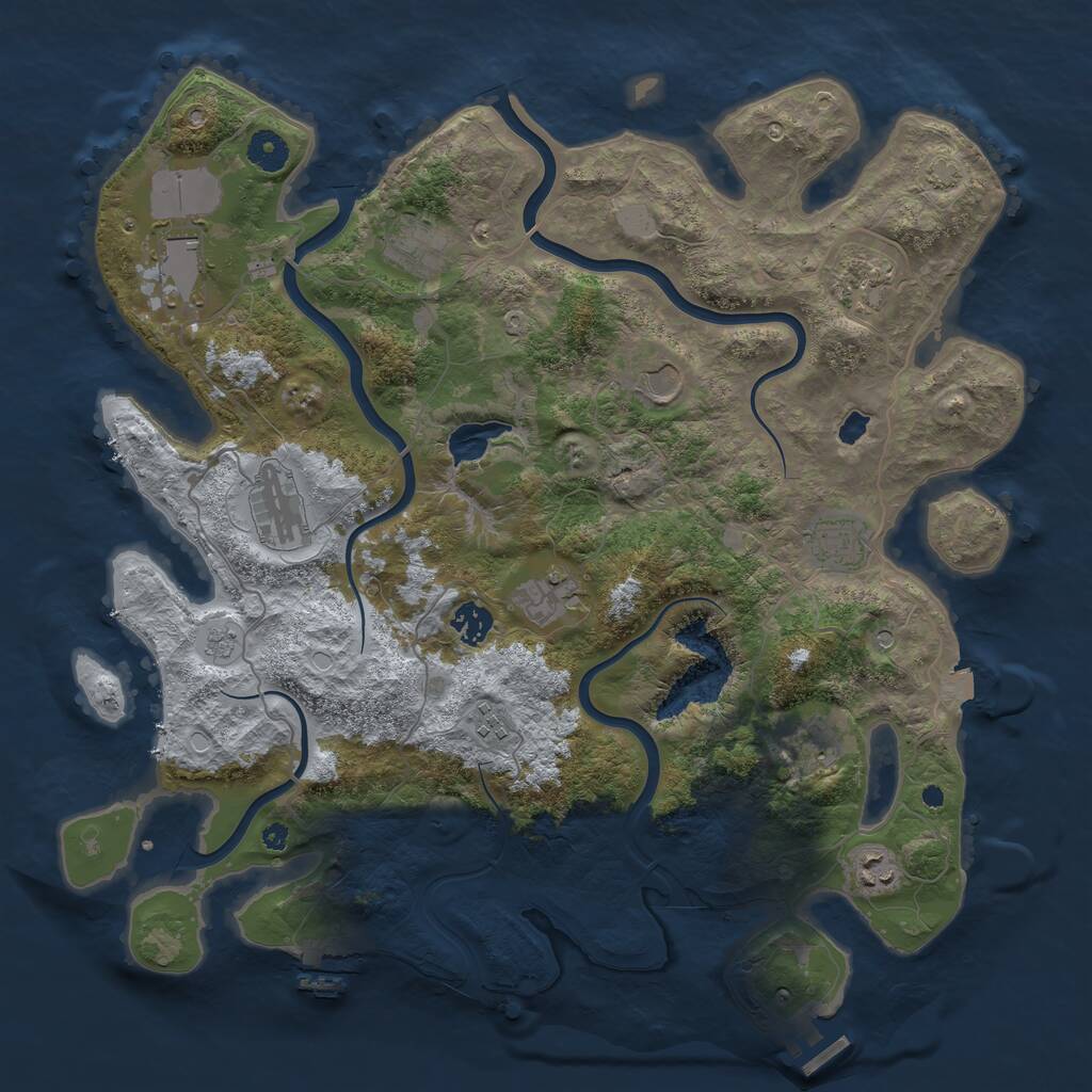 Rust Map: Procedural Map, Size: 4050, Seed: 2032914516, 17 Monuments