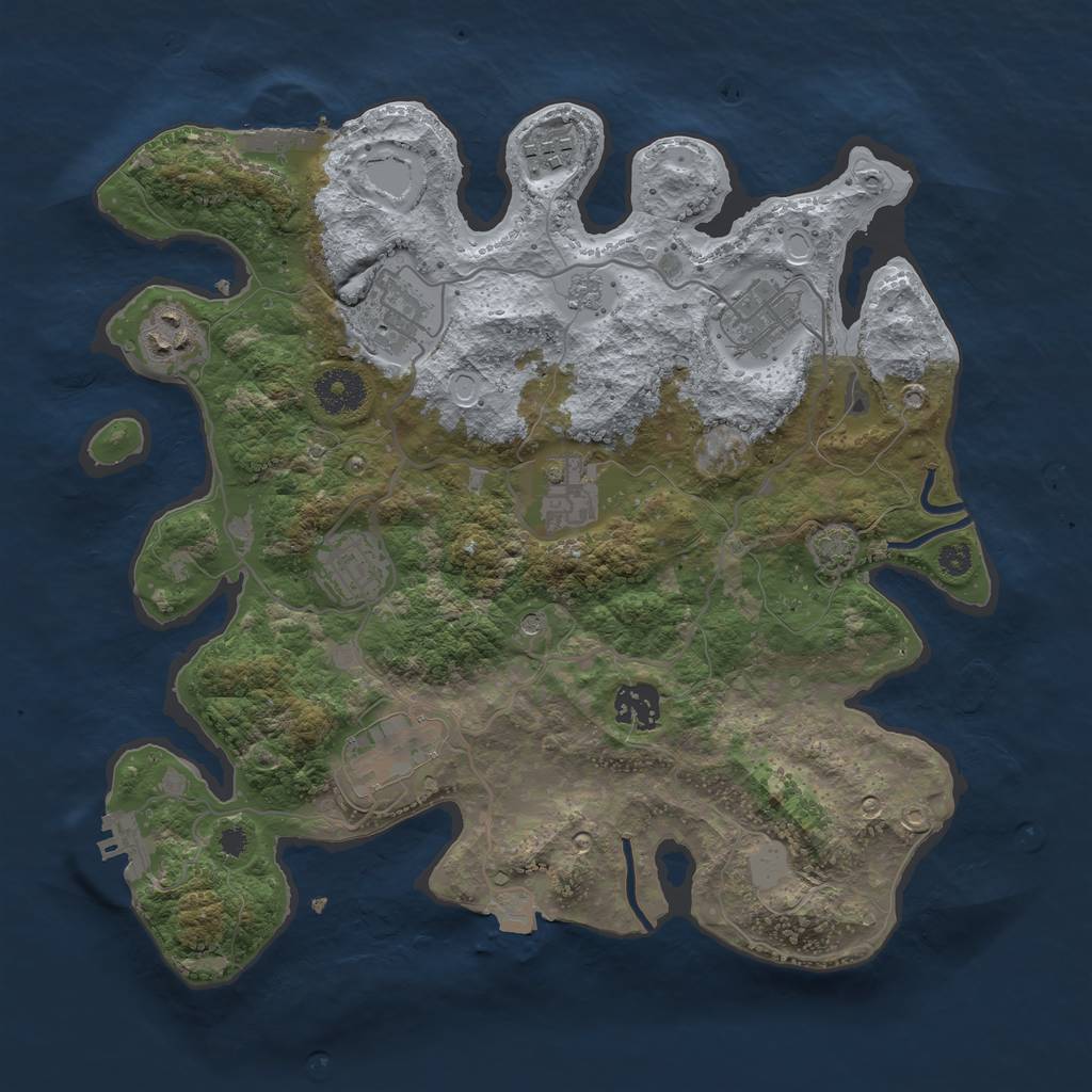 Rust Map: Procedural Map, Size: 3400, Seed: 84894781, 16 Monuments