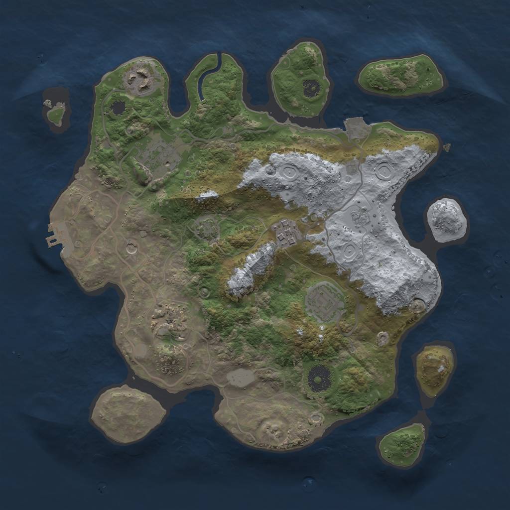Rust Map: Procedural Map, Size: 3000, Seed: 63184563, 12 Monuments