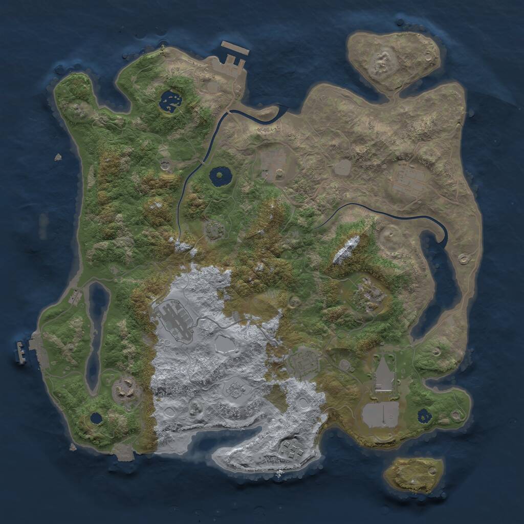 Rust Map: Procedural Map, Size: 3700, Seed: 347974535, 15 Monuments