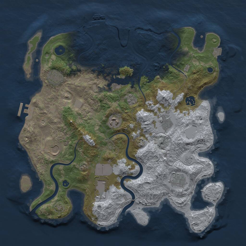 Rust Map: Procedural Map, Size: 3700, Seed: 1743561634, 15 Monuments