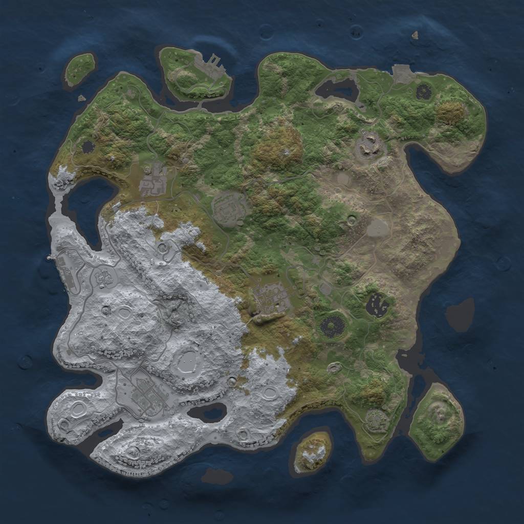 Rust Map: Procedural Map, Size: 3450, Seed: 63587369, 14 Monuments