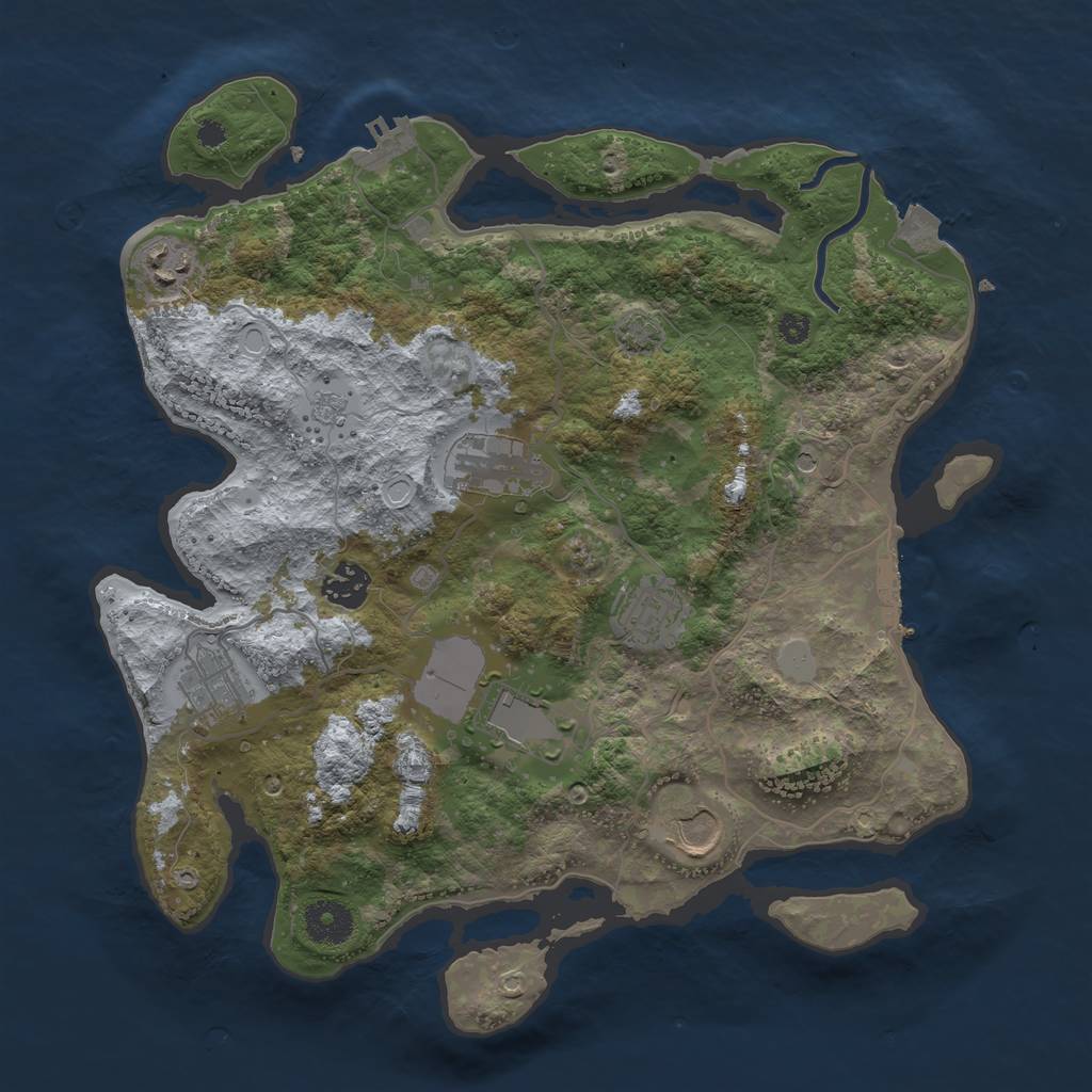 Rust Map: Procedural Map, Size: 3500, Seed: 2102239846, 15 Monuments