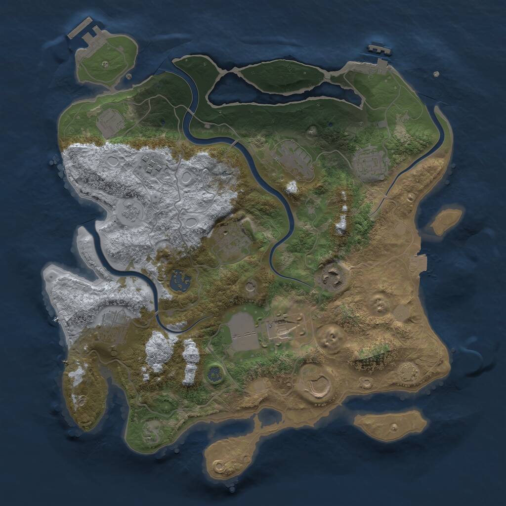 Rust Map: Procedural Map, Size: 3500, Seed: 2102239846, 17 Monuments