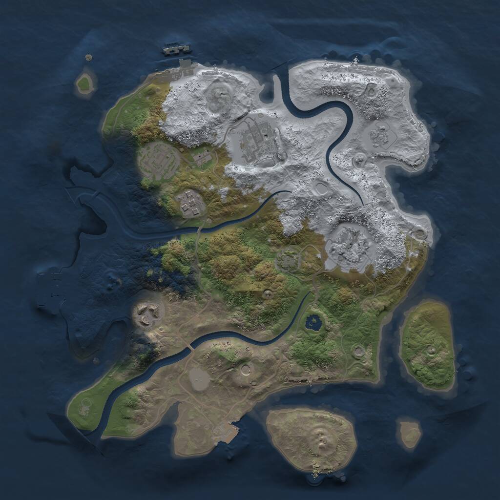 Rust Map: Procedural Map, Size: 3000, Seed: 1873967876, 11 Monuments