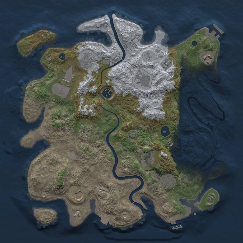 Rust Map: Procedural Map, Size: 3700, Seed: 199591779, 16 Monuments