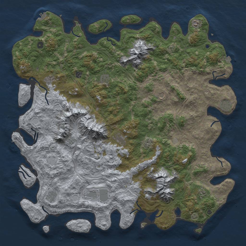 Rust Map: Procedural Map, Size: 5500, Seed: 38163420, 19 Monuments