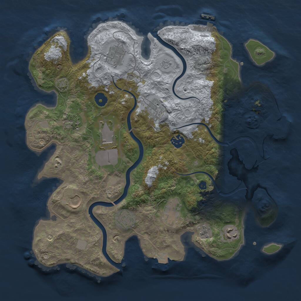 Rust Map: Procedural Map, Size: 3500, Seed: 1807123003, 16 Monuments