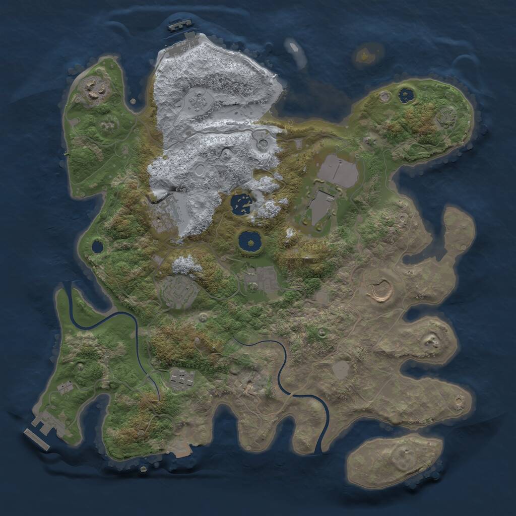 Rust Map: Procedural Map, Size: 3500, Seed: 409980674, 14 Monuments