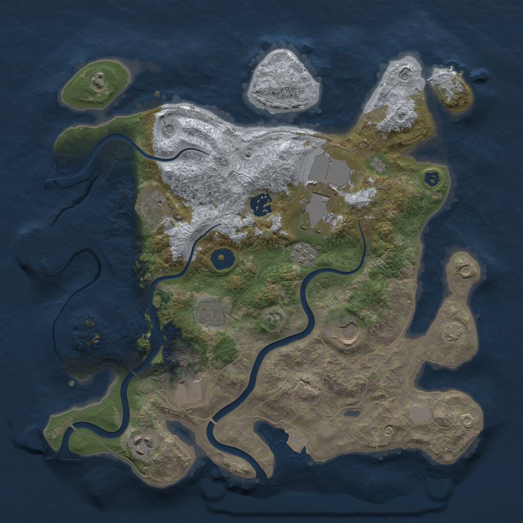 Rust Map: Procedural Map, Size: 3500, Seed: 427126618, 12 Monuments