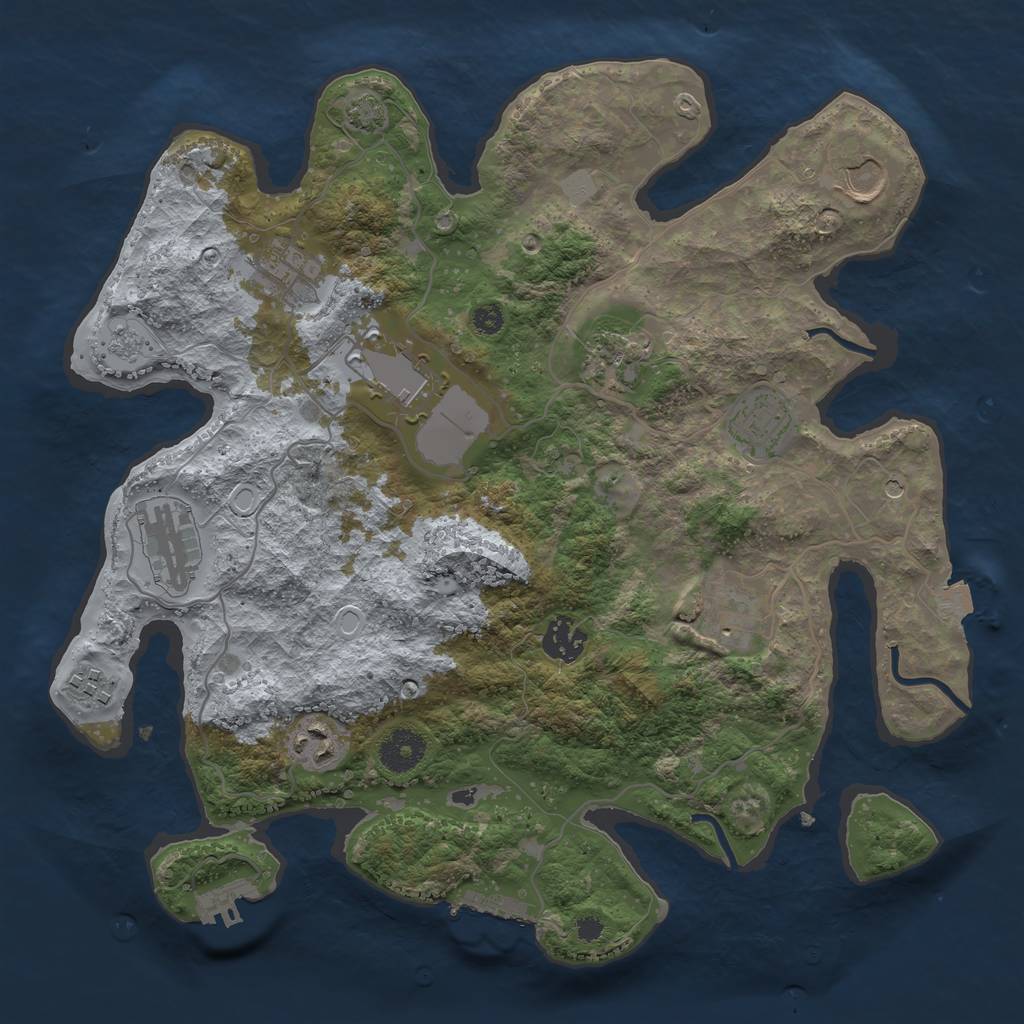 Rust Map: Procedural Map, Size: 3500, Seed: 1961802270, 18 Monuments