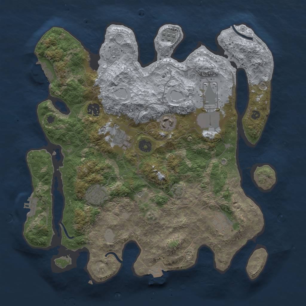 Rust Map: Procedural Map, Size: 3500, Seed: 7324853, 15 Monuments