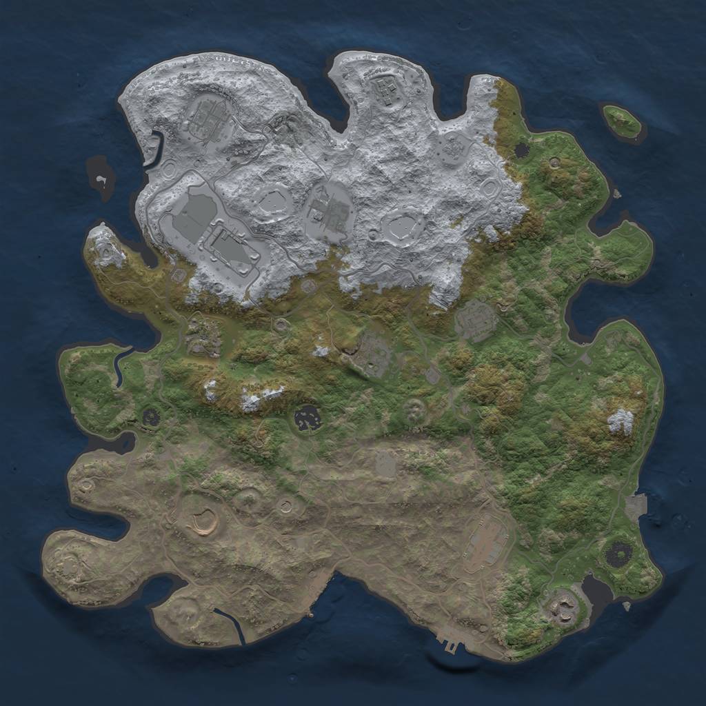 Rust Map: Procedural Map, Size: 4000, Seed: 1107664088, 19 Monuments