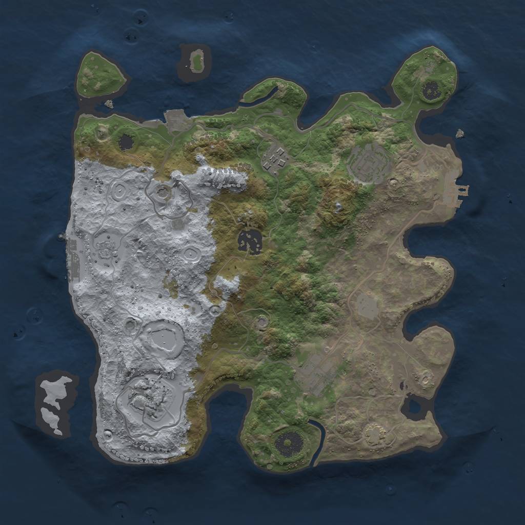 Rust Map: Procedural Map, Size: 3000, Seed: 2100306596, 13 Monuments