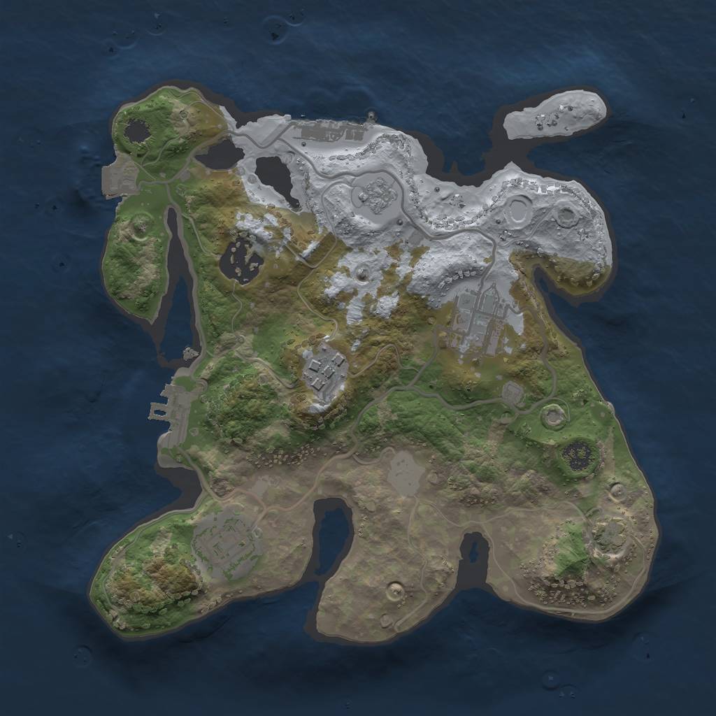 Rust Map: Procedural Map, Size: 2500, Seed: 1400688666, 11 Monuments