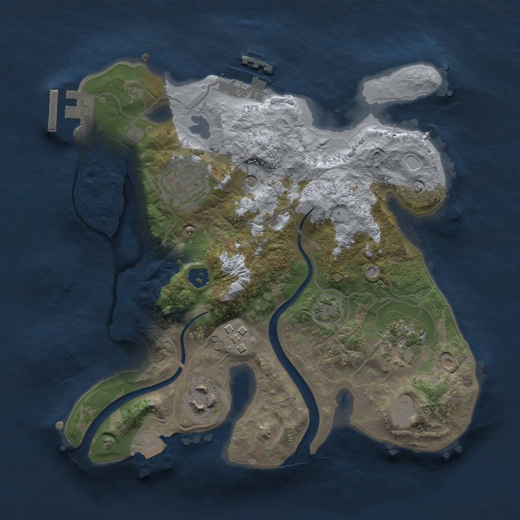 Rust Map: Procedural Map, Size: 2500, Seed: 1400688666, 9 Monuments