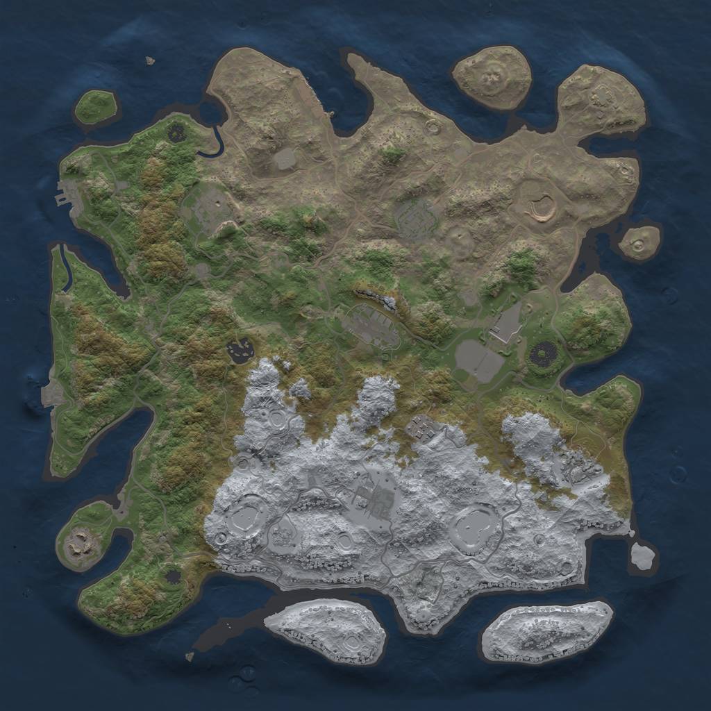 Rust Map: Procedural Map, Size: 4000, Seed: 28526472, 18 Monuments
