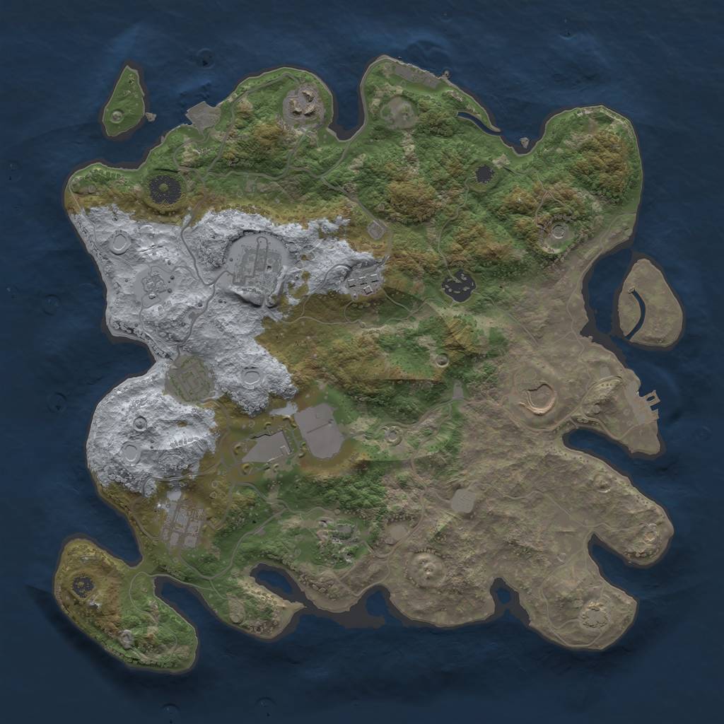 Rust Map: Procedural Map, Size: 3500, Seed: 165019588, 17 Monuments